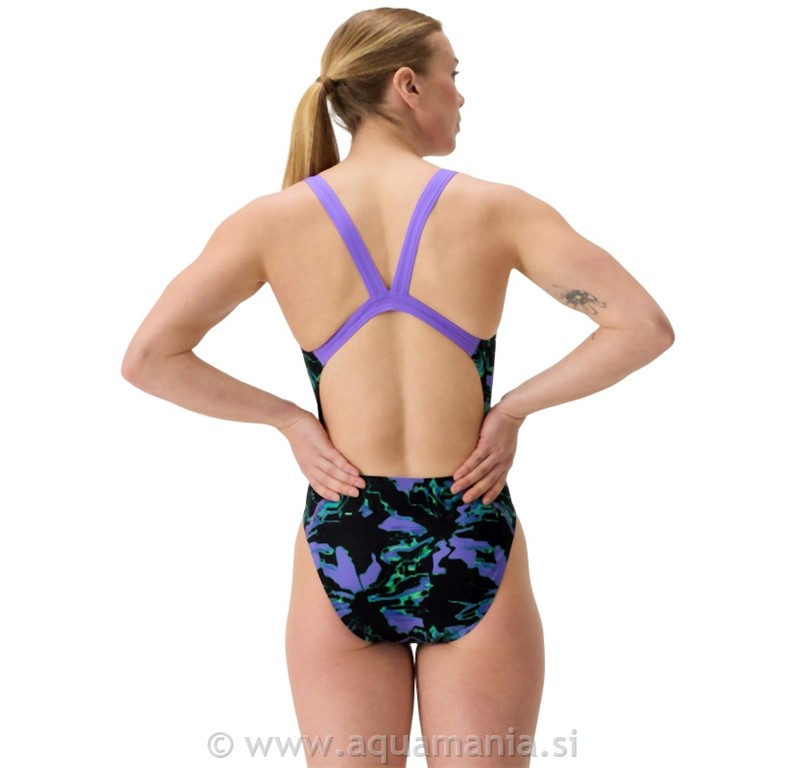 ENODELNE - PRINTED LEADERBACK - ČRNA/VIJ